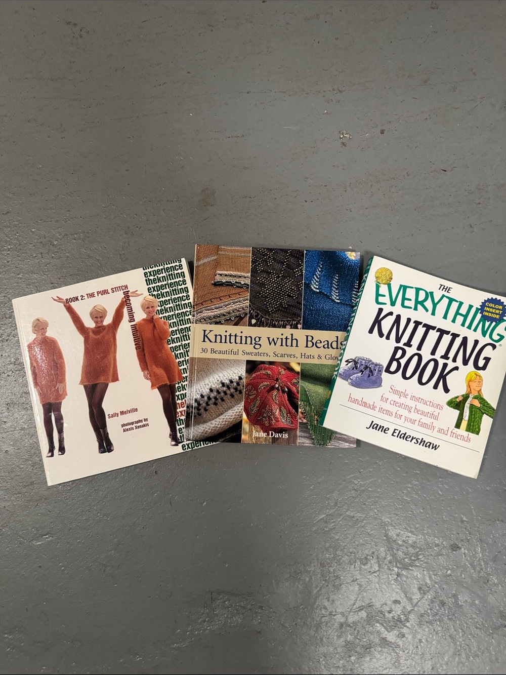 3 books - The Everything Knitting Book, Purl Stitching & Knitting w/Beads